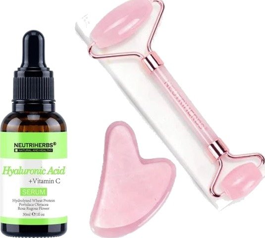 Neutriherbs Face Massage Roller Kit 3 in 1 - Hyaluronic Acid Skin Seru