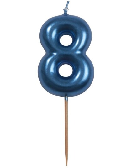 Tallet 8 Metallisk Blått Kakelys Liten 5 cm Tallet 8 Metallisk Blått Kakelys Liten 5 cm