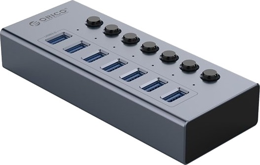 Usb-Hub Orico Hub Bt2u3-7Ab Med Brytere 7X Usb-A Grå