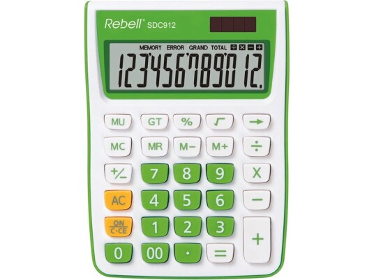 Rebell Sdc912 Desktop Grunnleggende 12 Sifre 1 Linjer Batteri/Solcelle Grønn Rebell Sdc912 Desktop Grunnleggende 12 Sifre 1 Linjer Batteri/Solcelle Grønn