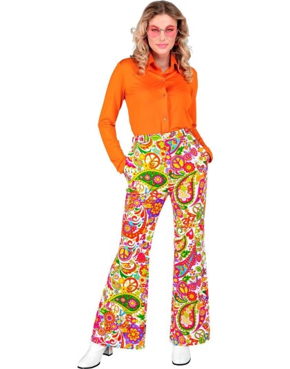 Blomstrete Hippie Kostymebukse til Dame Large/X Large Blomstrete Hippie Kostymebukse til Dame Large/X Large