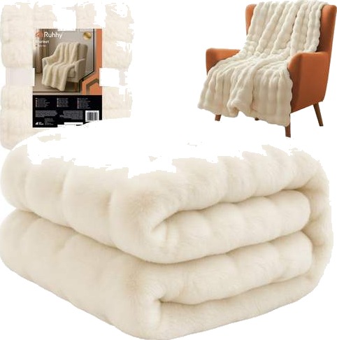 Hvitt polyesterteppe 160x100 cm – Mykt og slitesterkt