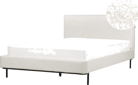 Dubbelsäng Beliani Corio med lamellram Beige-Svart, 140x200 cm White 140x200 -