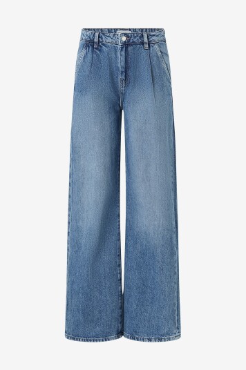 Gina Tricot Jeans Pleated Slouchy Blå