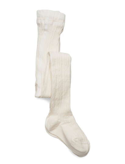 Geggamoja Cable Knitted Stockings Offwhite - Cream - 86-92