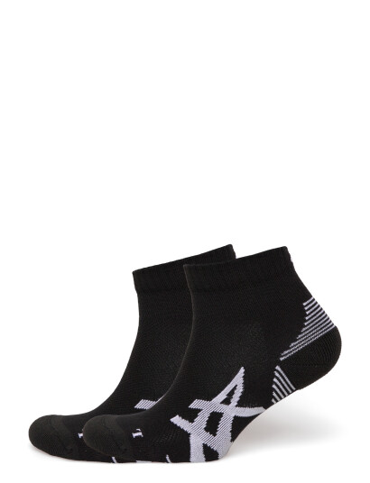 Asics 2 Pack Cushioned Run Quarter Sock   Black   XL