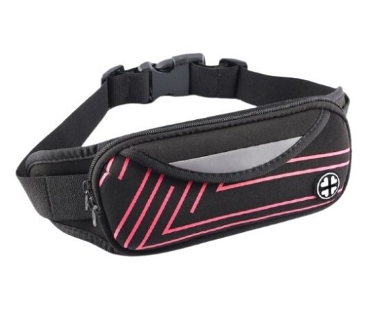 Sporty midjeveske med striper, Rosa Sporty midjeveske med striper, Rosa