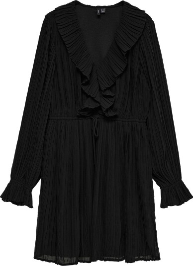 Vero Moda Curve Kjole vmcDora LS Frill Dress Wvn Svart