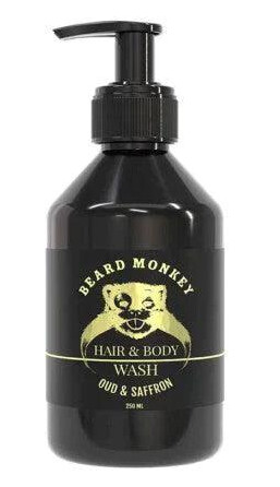 Beard Monkey 2-i-1 Sjampo og Kroppsvask med Oud & Safran, 250 ml Beard Monkey 2-i-1 Sjampo og Kroppsvask med Oud & Safran, 250 ml