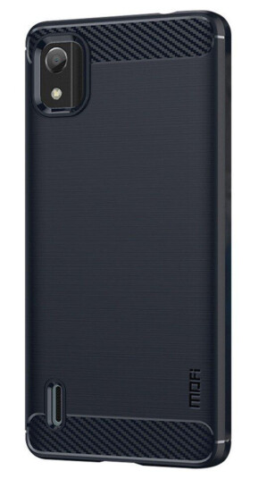 Mofi Nokia C2 2nd Edition Mofi Brushed Carbon Fiber Fleksibelt Plast Deksel - Blå