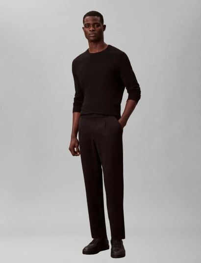 Calvin Klein Slim Tapered Knit Pleated Pant - Grey - L