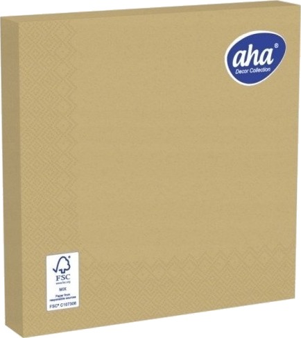 Aha Servietter Aha 3 Lags 1/4 Brett 33X33 Cm 20 Stk. Gull