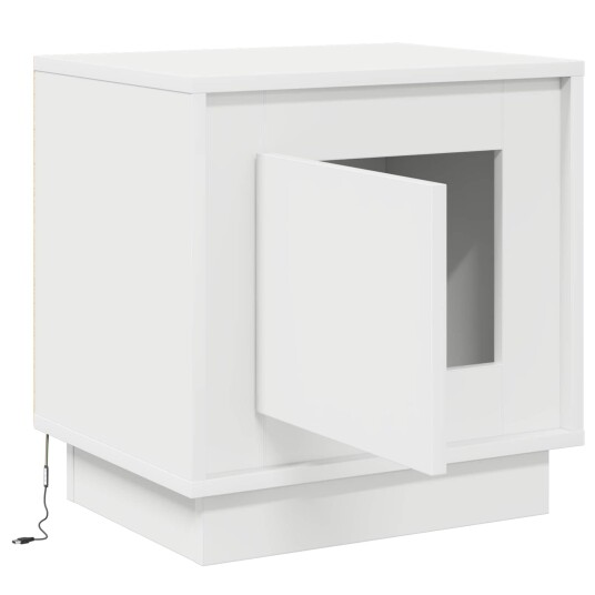 Nattbord med LED lys Hvit 44x34,5x45 cm Nattbord med LED lys Hvit 44x34,5x45 cm