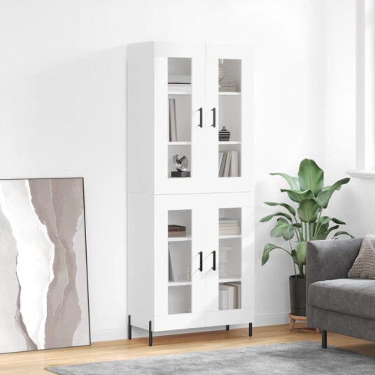 vidaXL Highboard hvit 69,5x34x180 cm konstruert tre 8720845477035