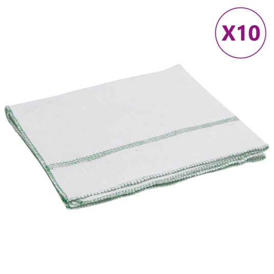  Gulvkluter 10 stk hvit med grønne striper 50x60 cm