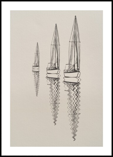 Serene Sailboat Reflections Plakat / 70x100