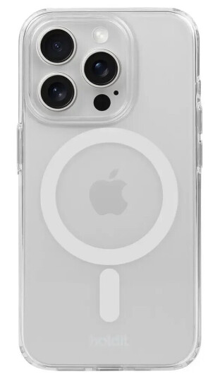 Holdit iPhone 15 Pro MagSafe Deksel - Transparent / White