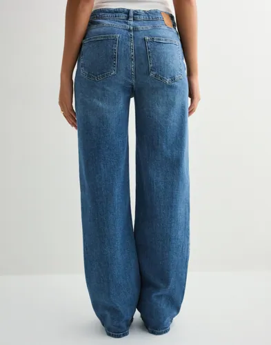 Pieces   Blå   Pcsilke Mw Wide Jeans Mb Noos