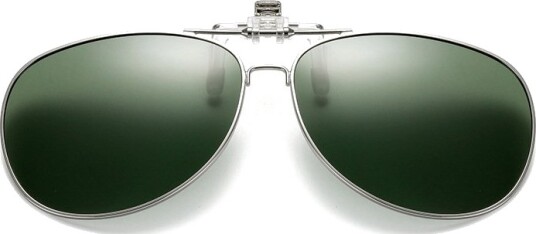 Flip Up Polarized Pilot Clip-On solbriller metallgrønn