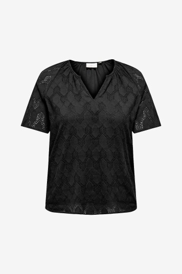 Only Carmakoma - Bluse carCleanor SS V-neck Top Wvn - Svart
