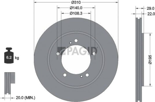 PAGID 54705NC Bremseskive