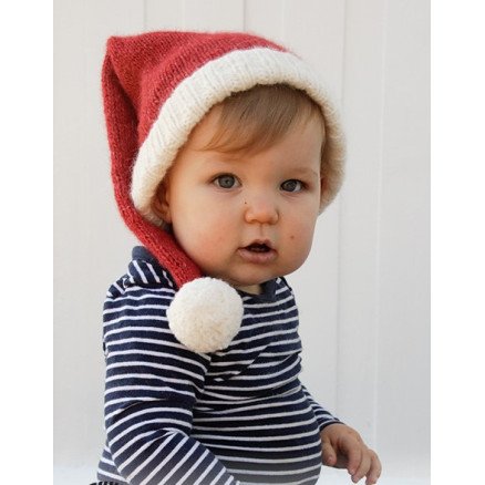 Sleepy Santa Hat by DROPS Design Baby Nisselue Strikkeoppskrift str 0 1 mdr  2 år