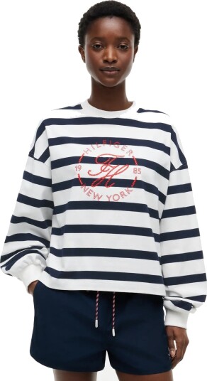 Tommy Hilfiger Th Roundal C Nk Rlx Longsleeve   Cream   XXS