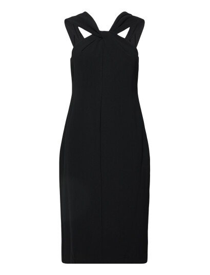 Lauren Ralph Lauren Twist Front Crepe Cocktail Dress   Black   46
