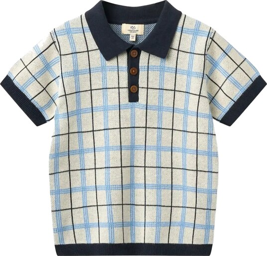 Copenhagen Colors Knitted Checkered Polo   Navy   92