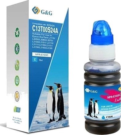 G&G Epson C13T00S24A cyan kompatibelt blekk 70 ml