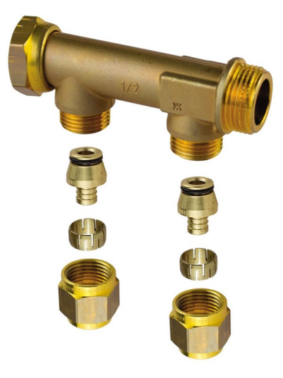 Uponor aqua plus manifold male swivel wtr pex dr 3/4mt/sn 2x15c/c50mm Uponor aqua plus manifold male swivel wtr pex dr 3/4mt/sn 2x15c/c50mm