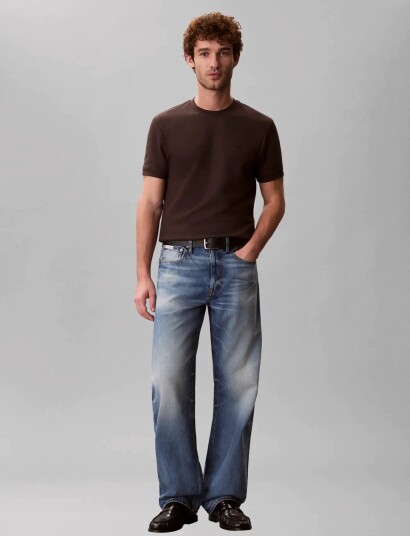 Calvin Klein Jeans Ss Slim Micro Waffle Crewnk Tee Brown XS