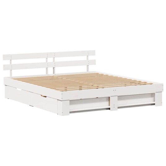  Sengestamme Hvit 200 x 200 cm Massiv furu og massiv furu