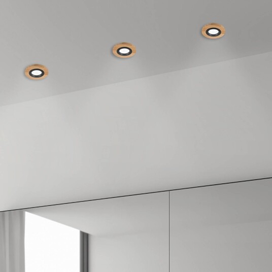 Lamkur Lighting Innfelt taklampe Tobby Ø 10 cm sett med 3 eik GU10