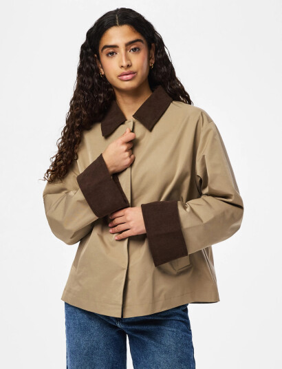 Pieces Pcjorma Short Light Jacket Noos Bc   Beige   S