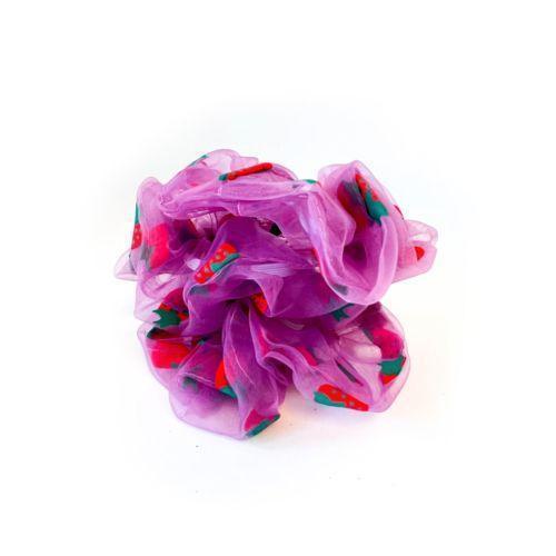 Organza Scrunchie Mønster Strawberry Violet Organza Scrunchie Mønster Strawberry Violet