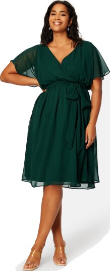 Goddiva Curve Flutter Sleeve Chiffon Midi Dress