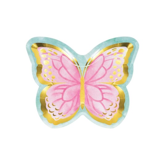 Papptallerken Sommerfugl Formet Pk/8 
