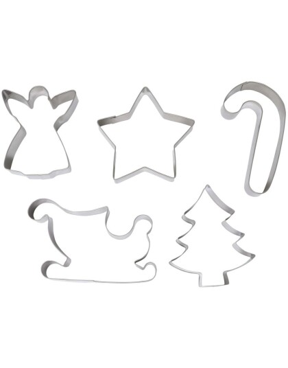 5 stk Kakeutstikkere/Kakeformer i Metall med Forskjellige Julemotiver