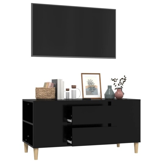 vidaXL TV-benk svart 102x44,5x50 cm konstruert tre