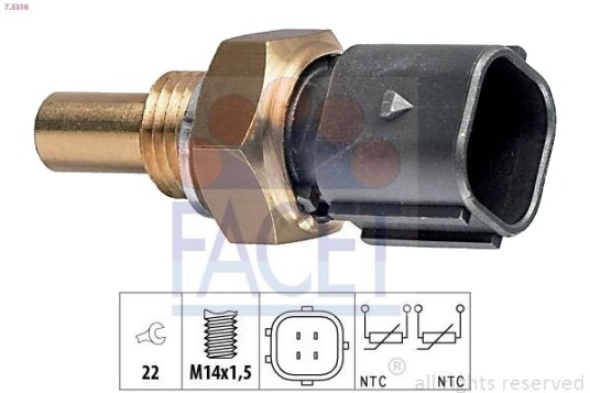 Sensor, motortemperatur FACET 7.3316 Sensor, motortemperatur FACET 7.3316