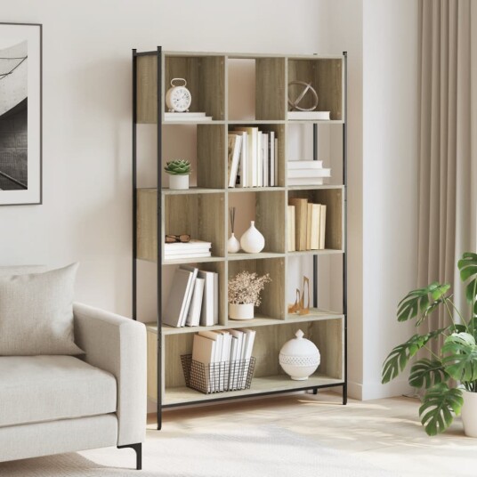 Bokhylle sonoma eik 102x28x172 cm konstruert tre 8721012341357