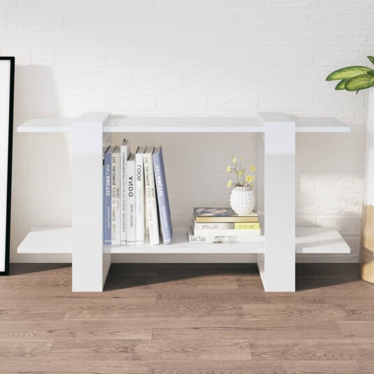vidaXL Bokhylle h?yglans hvit 100x30x51 cm konstruert tre