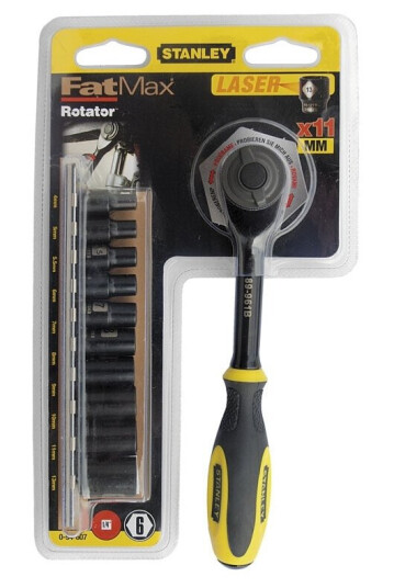 Stanley Rotator Umschaltknarre Mit Steckschlüsseln 1/4'''', Pipenøkkel, 1 Stykker, Sort, 1/4", 4,5,5.5,6,7,8,9,10,11,13 Mm