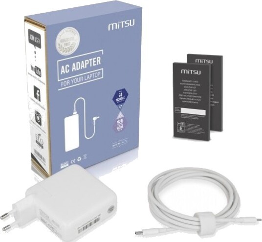 Mitsu 67W Usb-C Usbc 5-20V 3-3,35A Strømadapter Hvit Til Notebook