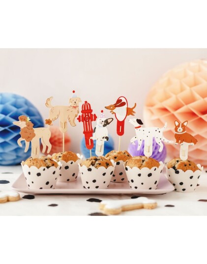 7 stk Kaketopper Dogs Party