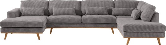Copenhagen 5 seters Høyrevendt U formet Sofa med Divan og Sjeselong i Manchester Mørk grå