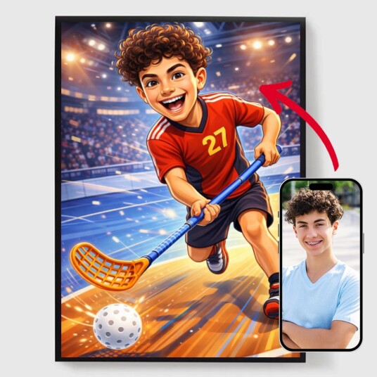 Namly Design Personalisert Plakat Morsom Floorball Tegneserie AI Plakat POSTERFFJVKU