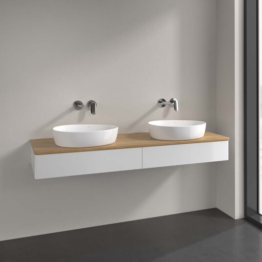 Villeroy & Boch Antao Servantskap med 2 skuffer 160x50x19 cm m/lys Hvit Blank/Eik
