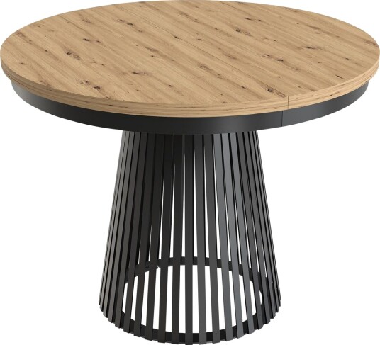 Erylan Spisebord rundt uttrekkbart 100-180 cm - svart, natur